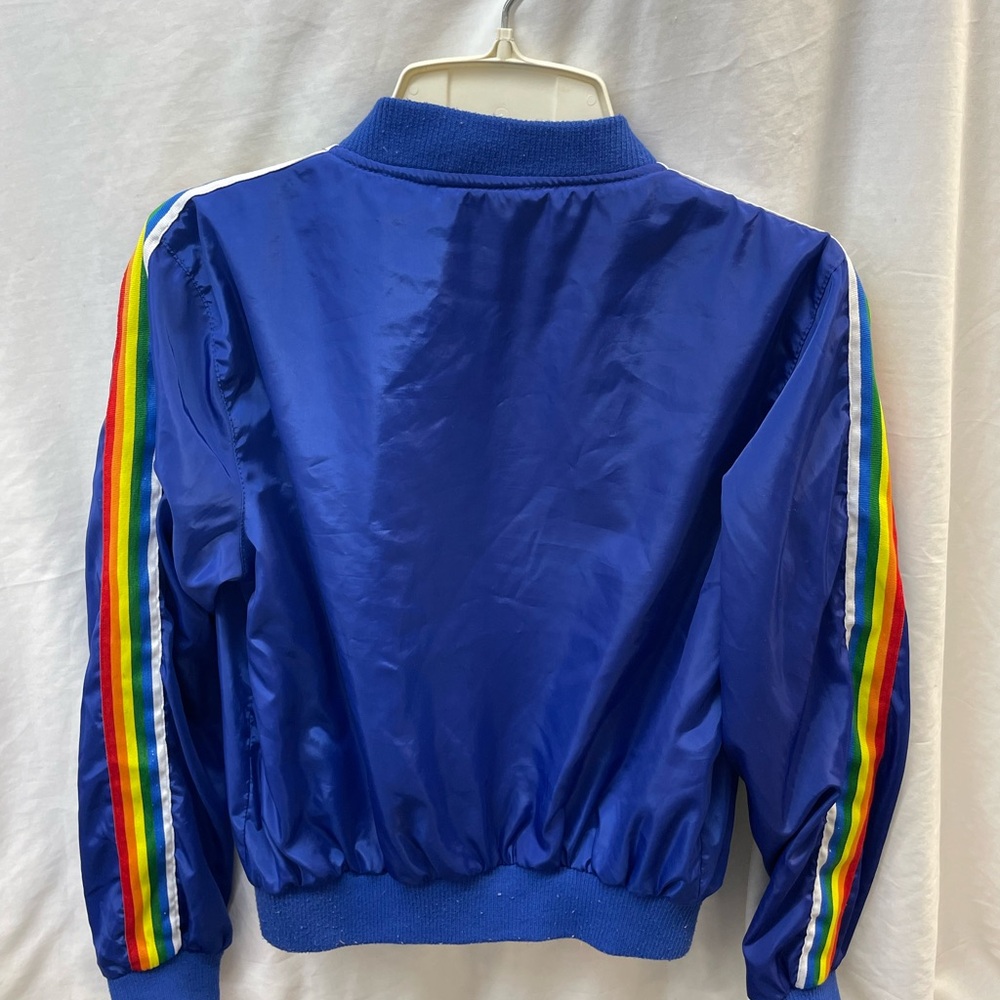 Outer Edge Blue Zip Down Jacket With Rainbow Stri… - image 2